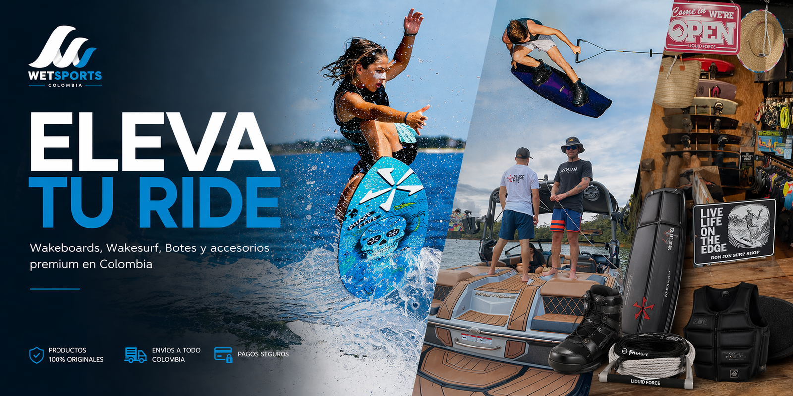 Eleva tu ride - Wakeboards, Wakesurf, Botes y accesorios premium en Colombia